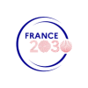 Logo de France 2030, avec un cercle bleu entourant les mots 'FRANCE' en bleu et '2030' en rouge, avec un design linéaire dans les chiffres.